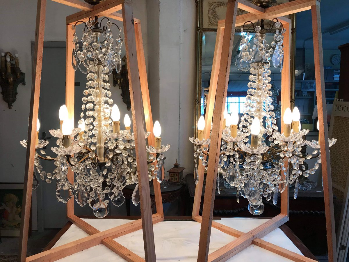 Paire De Lustres En Cristal De Baccarat 