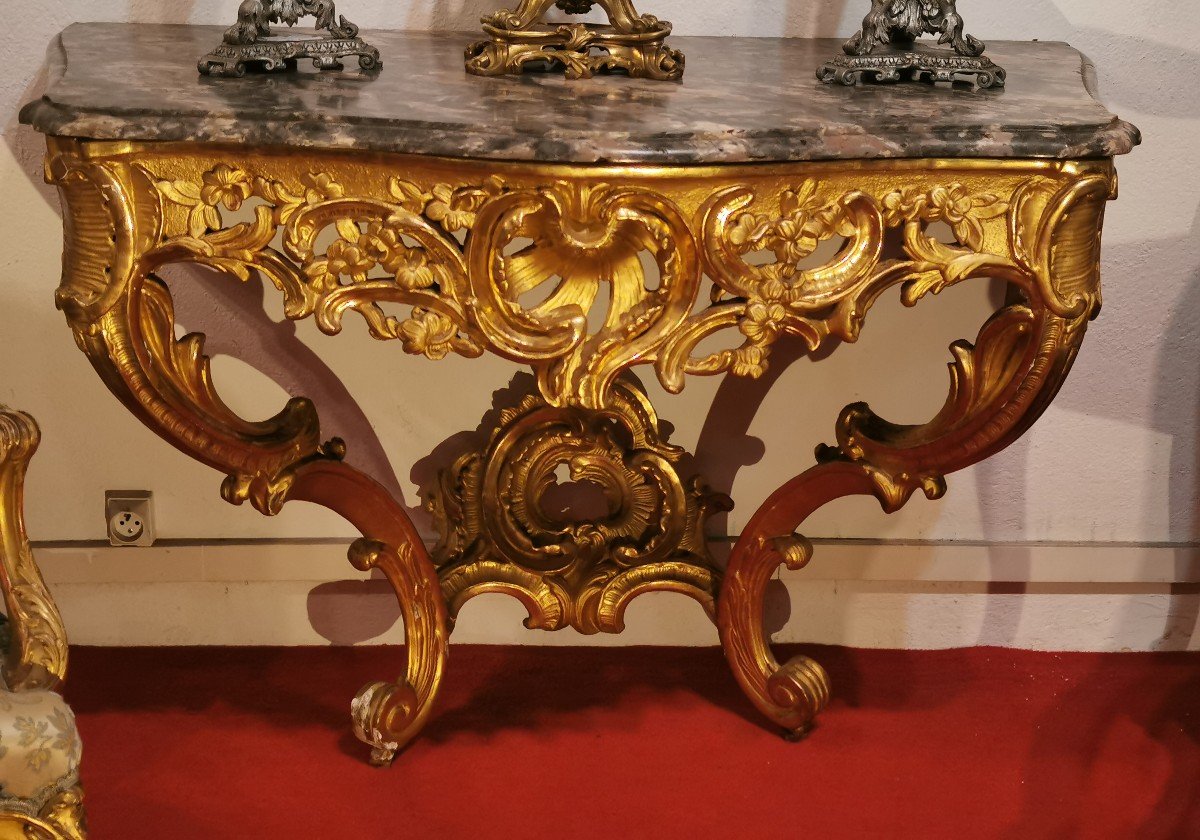 Console D époque  Louis XV doré 