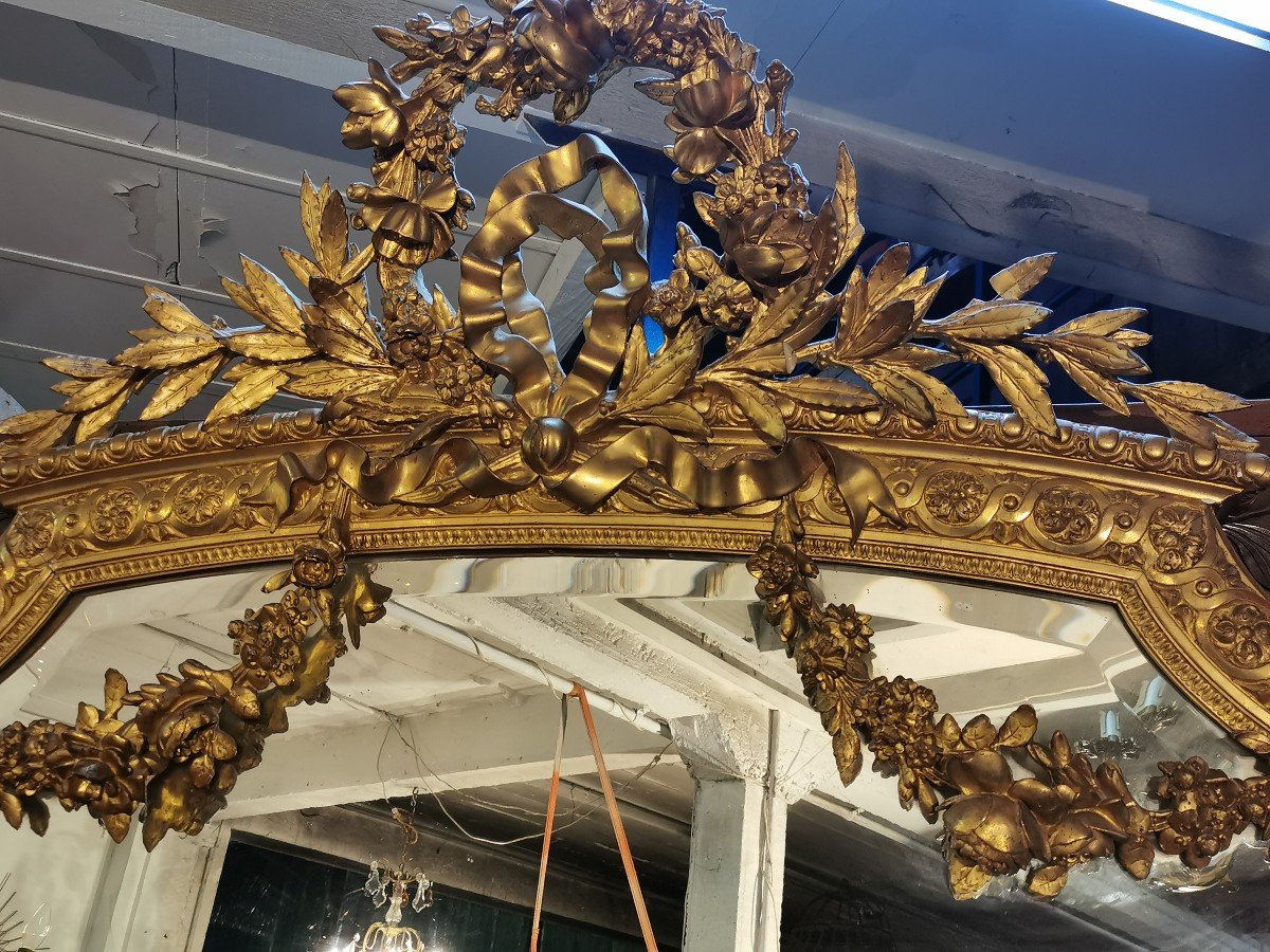 Très Grand Miroir Doré à La Feuille D Or-photo-2