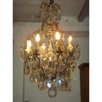 Lustre Bronze Et Cristal