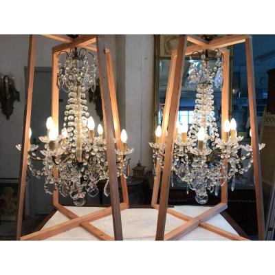 Pair Of Baccarat Crystal Chandeliers