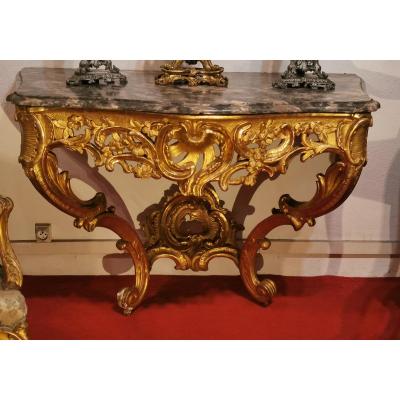 Console D époque  Louis XV doré 