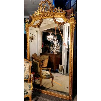 Very Large Golden Mirror With Gold Leaf