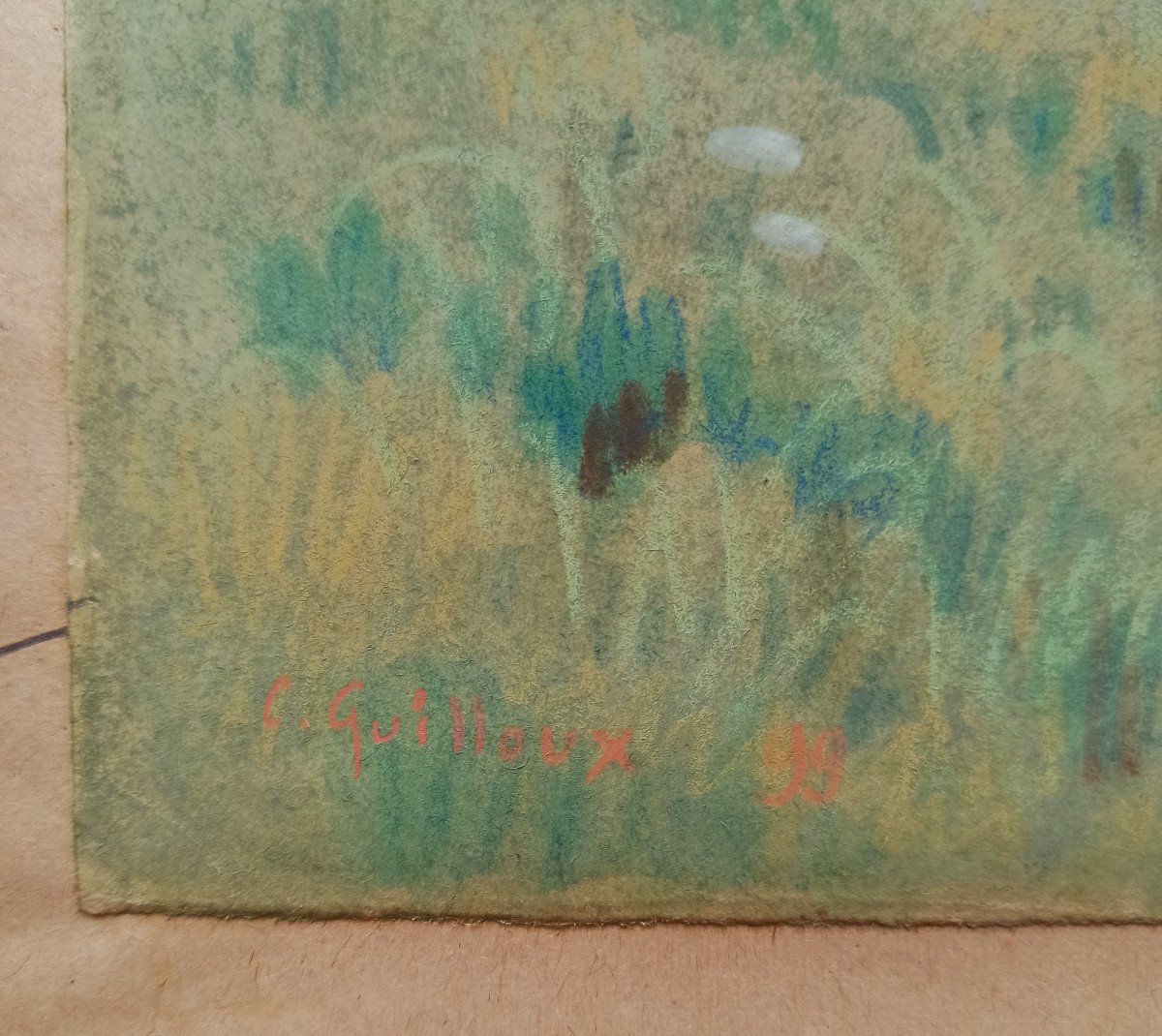 Charles Guilloux (1866-1946), Printemps en Gouédic, Saint-Brieuc, Bretagne, pastel signé, 1899-photo-3