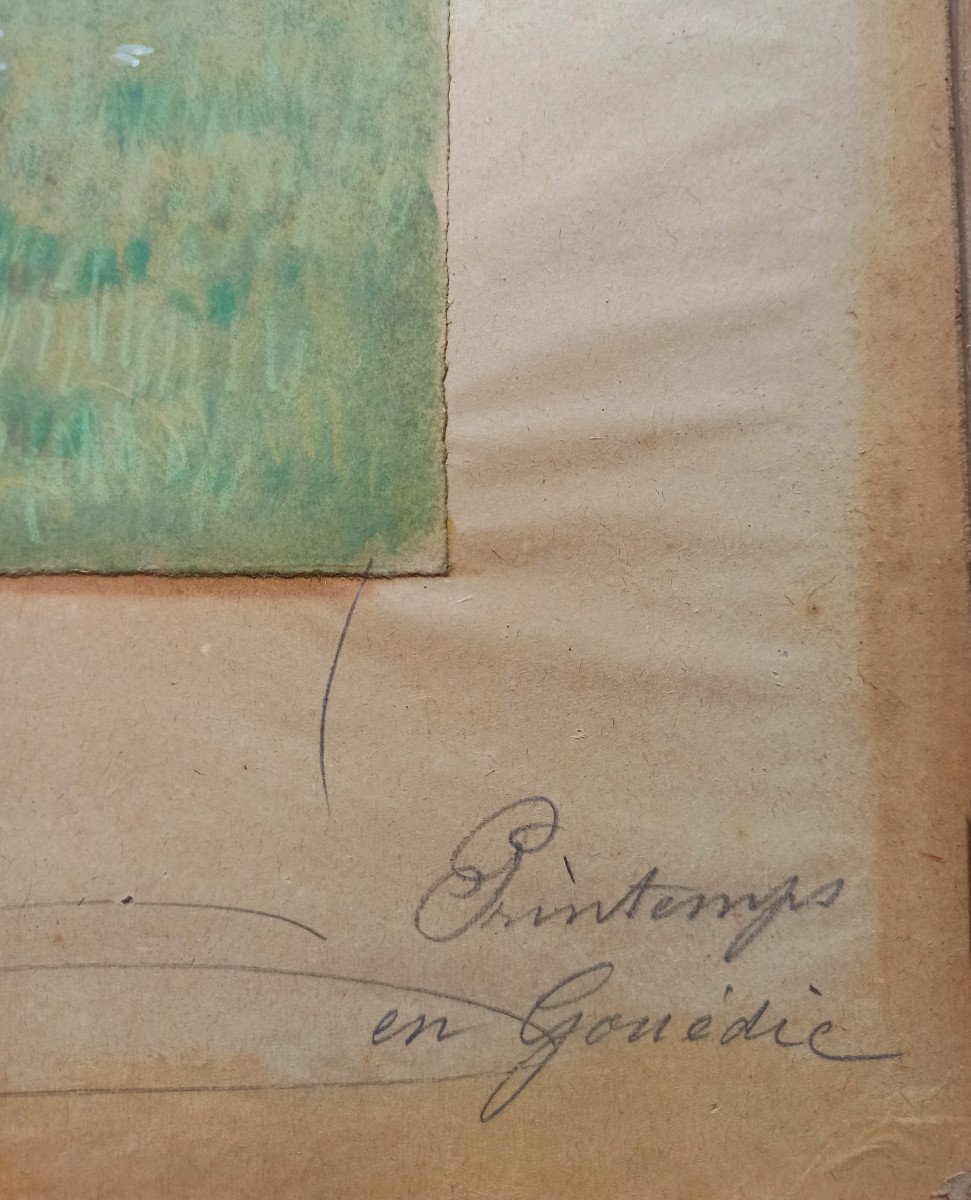 Charles Guilloux (1866-1946), Printemps en Gouédic, Saint-Brieuc, Bretagne, pastel signé, 1899-photo-4