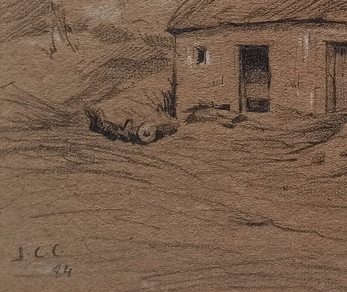 Jean-charles Cazin (1841-1903), Landscape With A Cottage, Drawing, Signed And Dated 1884-photo-4