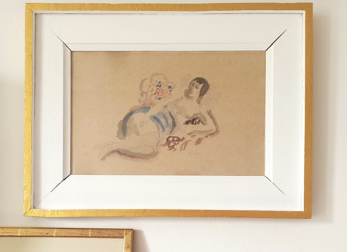 Chas Laborde (1886-1941), A Model Resting In The Workshop, Watercolor, Signed