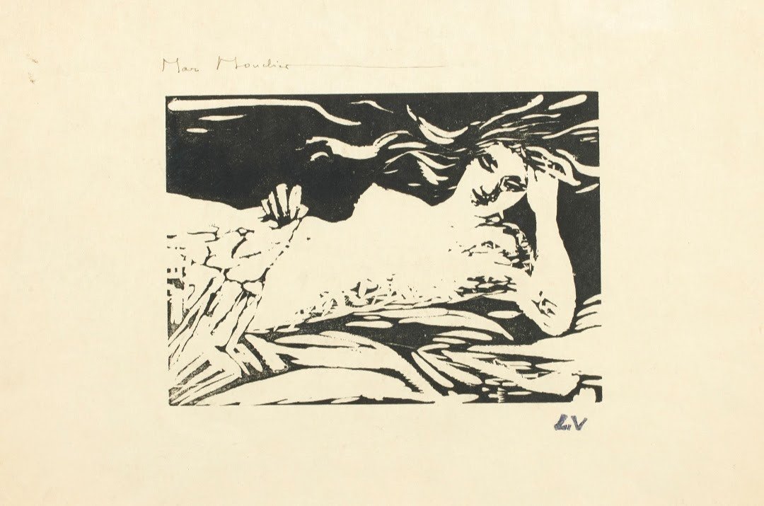 Marc Mouclier, Femme Alanguie, 1896, Wood Engraving, Signed Print (nabi, Louis Valtat Collection)