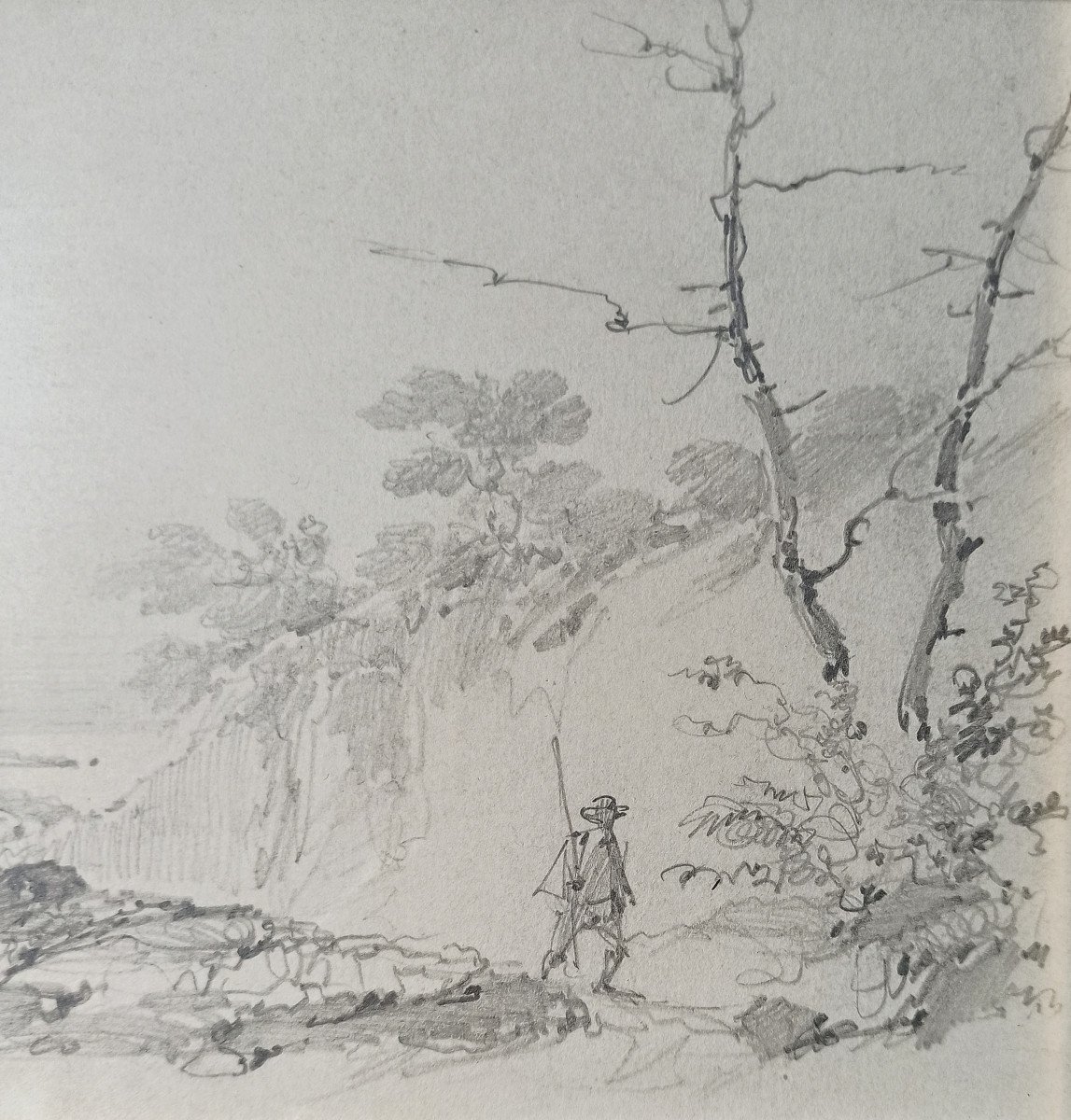 Pierre Letuaire (1798–1884), Landscape In Provence (toulon), Signed Drawing-photo-4