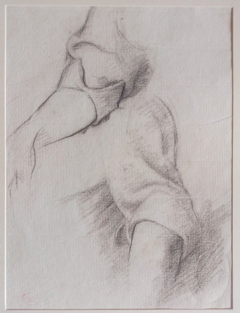 Henri Edmond Cross (1856- 1910),  Étude de draperie, dessin préparatoire (Orsay), cachet d'atelier-photo-2
