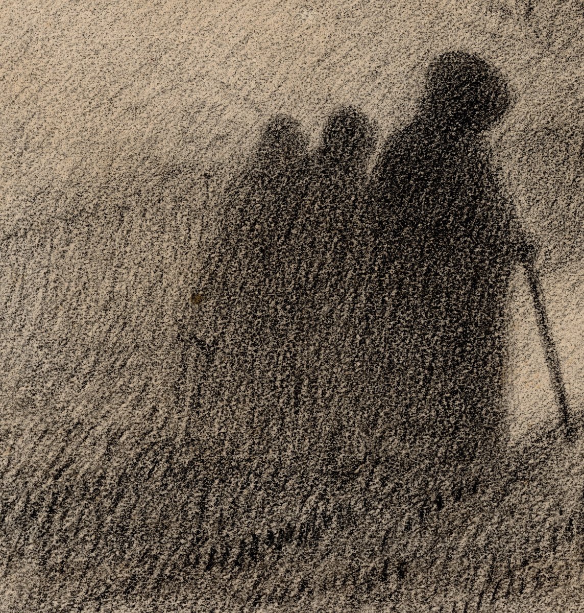 Bernard Joseph Artigue, Procession religieuse au crépuscule, dessin signé, esprit fin de siècle-photo-2