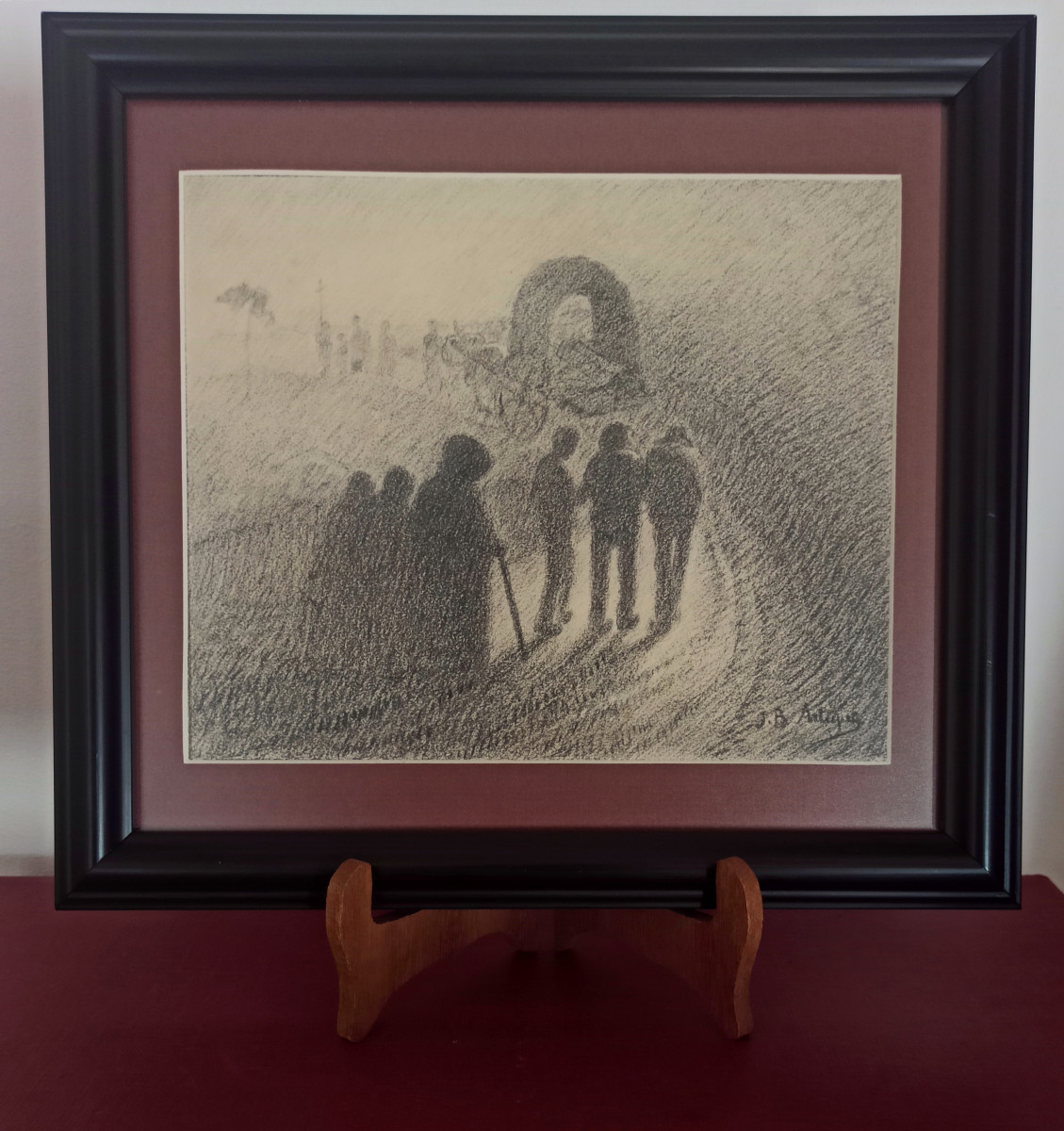 Bernard Joseph Artigue, A Religious Procession At Dusk, Signed Drawing, Fin De Siècle-photo-2