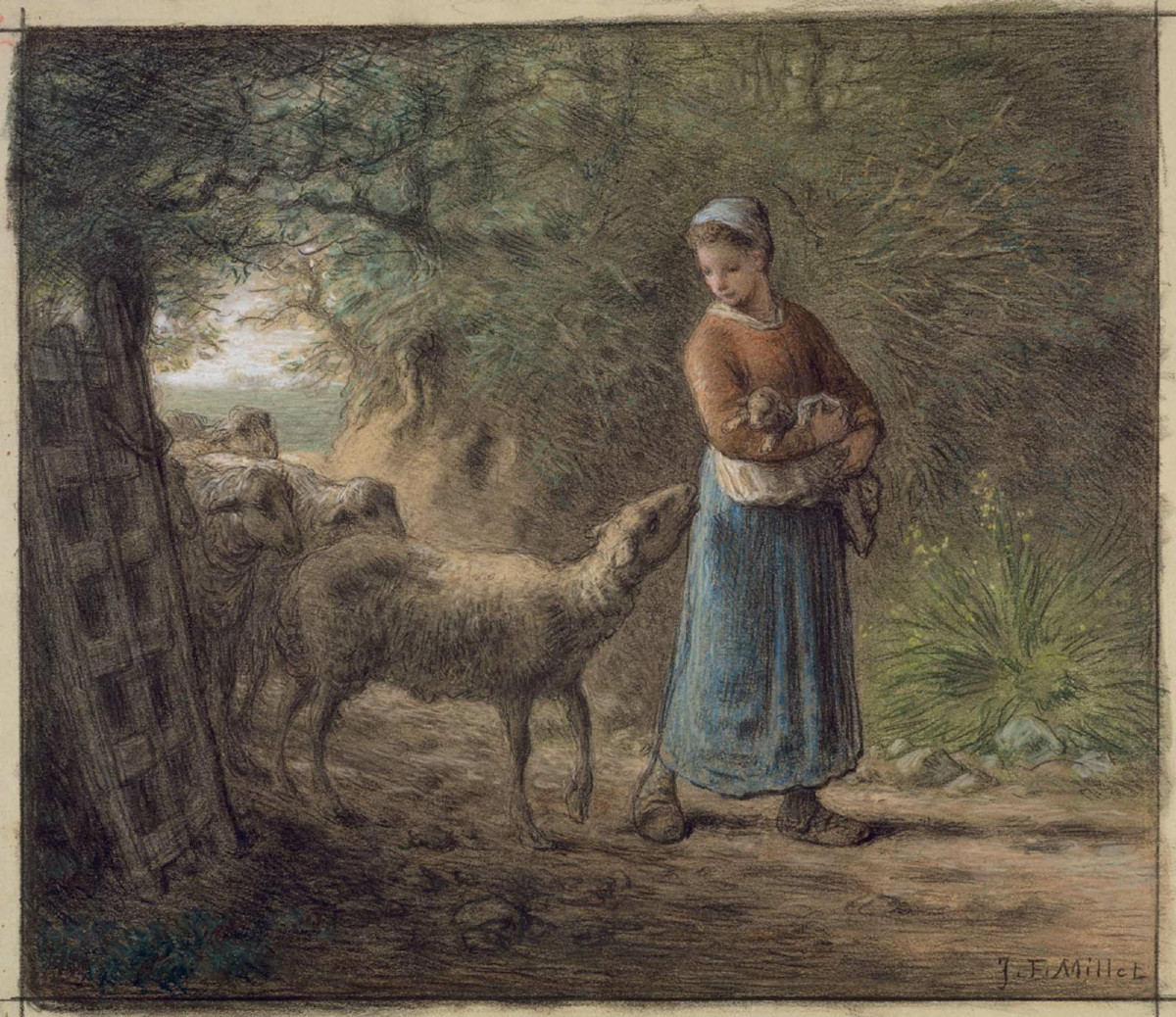 1er état (sur 7) d'une estampe de Bracquemond d'après Millet – "le Nouveau né", 1886, signée-photo-3