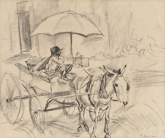 Hermine David – Musiciens de rue à Cuba, vers 1917-1918 - fusain-photo-4