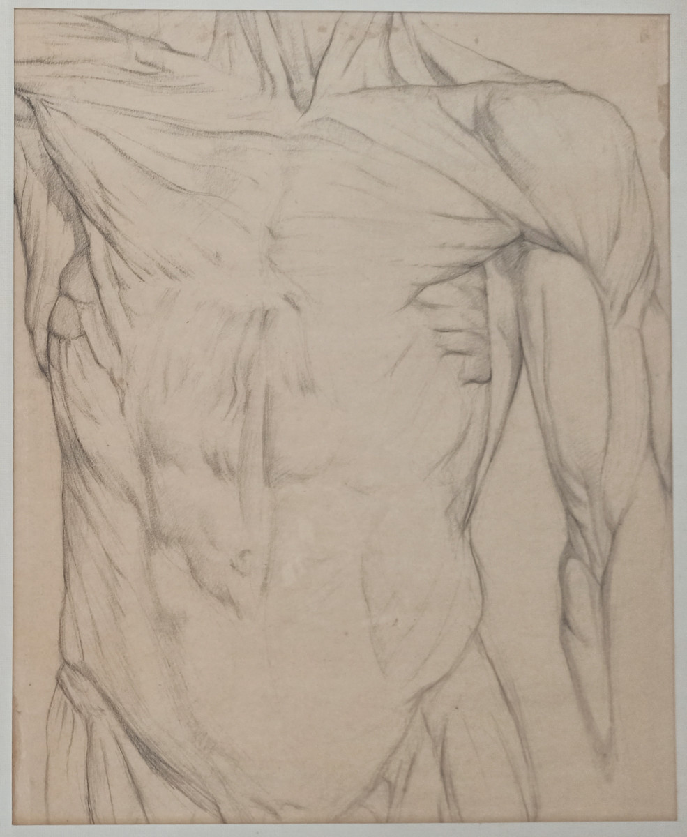 Front And Back: Georges Higuet, Portrait Of A Miner / Study After Houdon's écorché Figure, 1926-photo-2