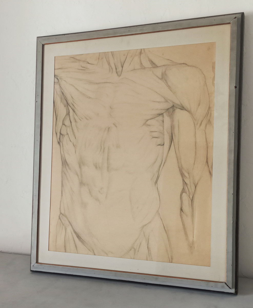 Front And Back: Georges Higuet, Portrait Of A Miner / Study After Houdon's écorché Figure, 1926-photo-4