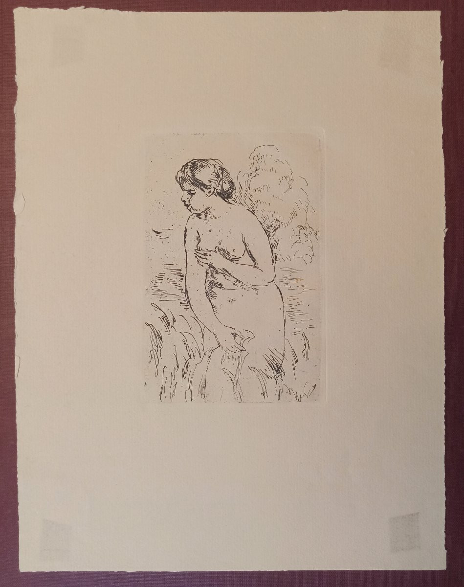 Renoir, Baigneuse debout, à mi-jambes, 1910, eau-forte originale, toutes marges-photo-2