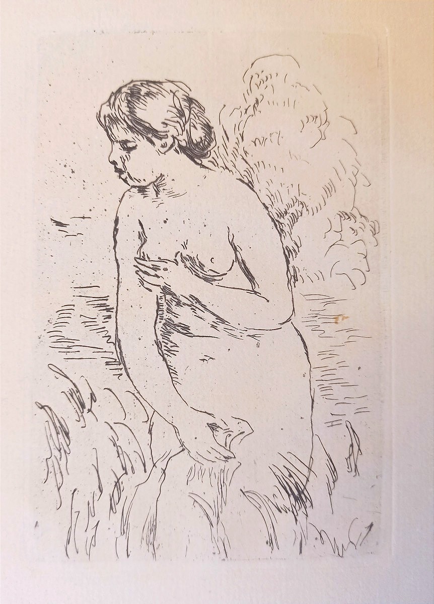 Renoir, Baigneuse debout, à mi-jambes, 1910, eau-forte originale, toutes marges
