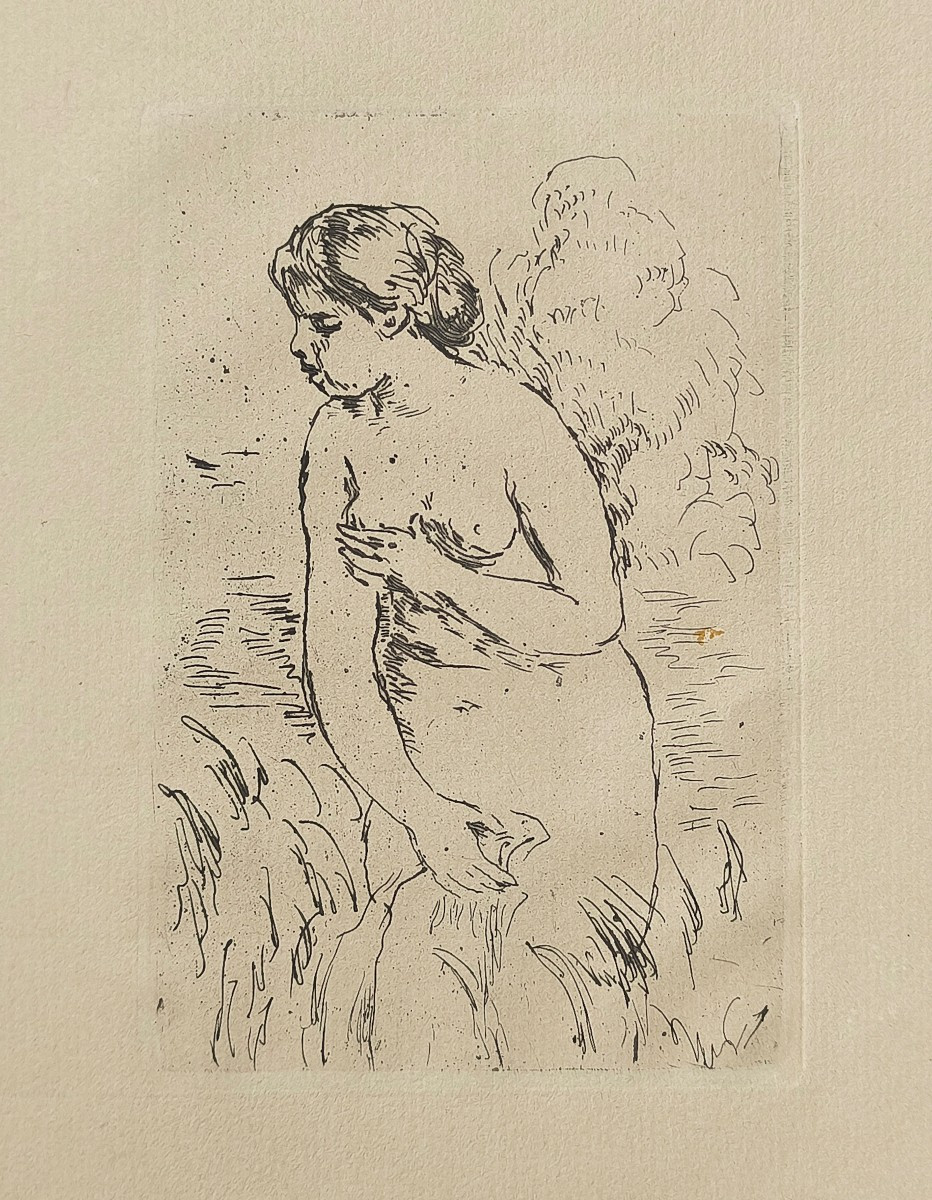 Renoir, Baigneuse debout, à mi-jambes, 1910, eau-forte originale, toutes marges