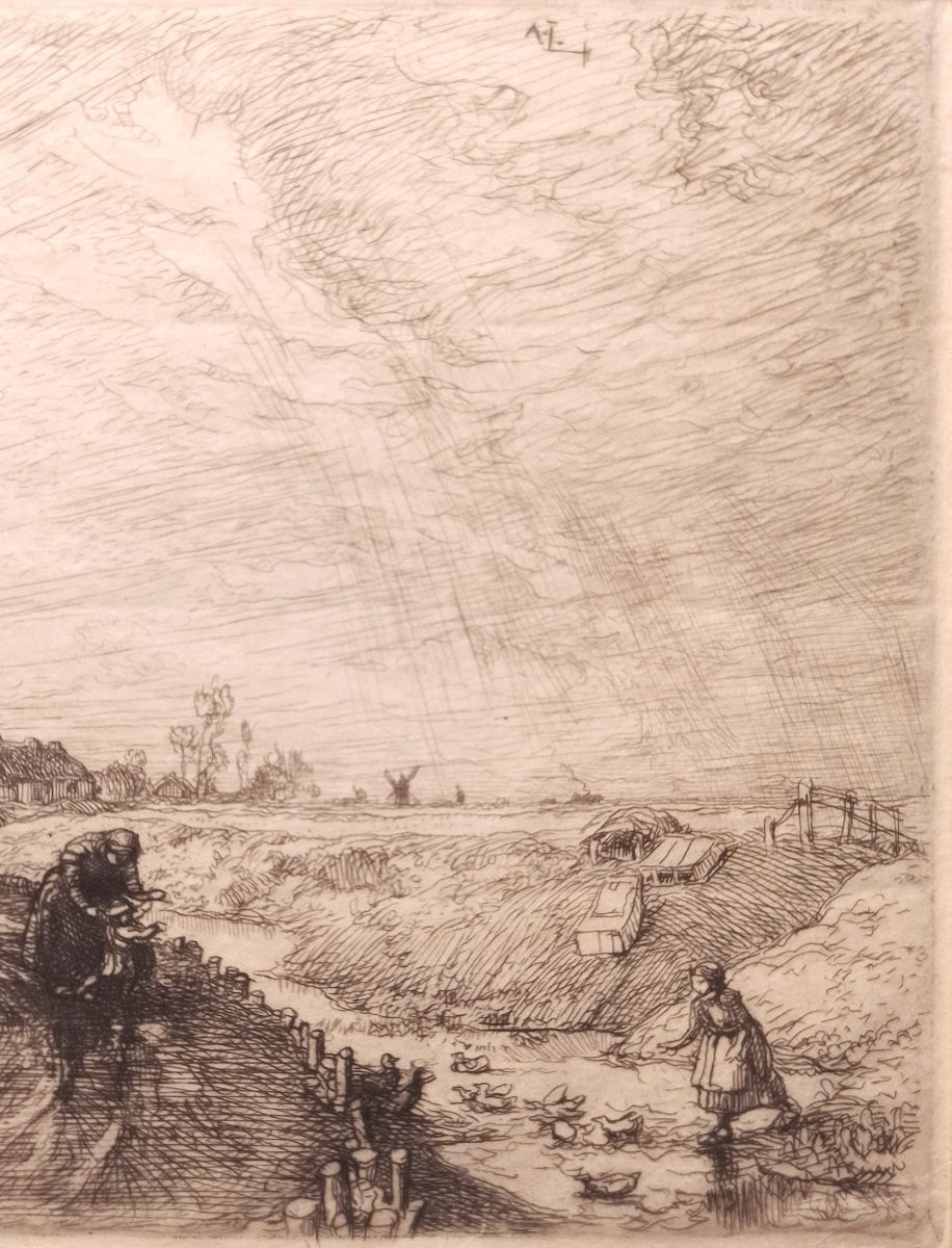 Auguste Lepère – Chemin au marais vendéen, eau-forte sur japon pelure, 1914-photo-4