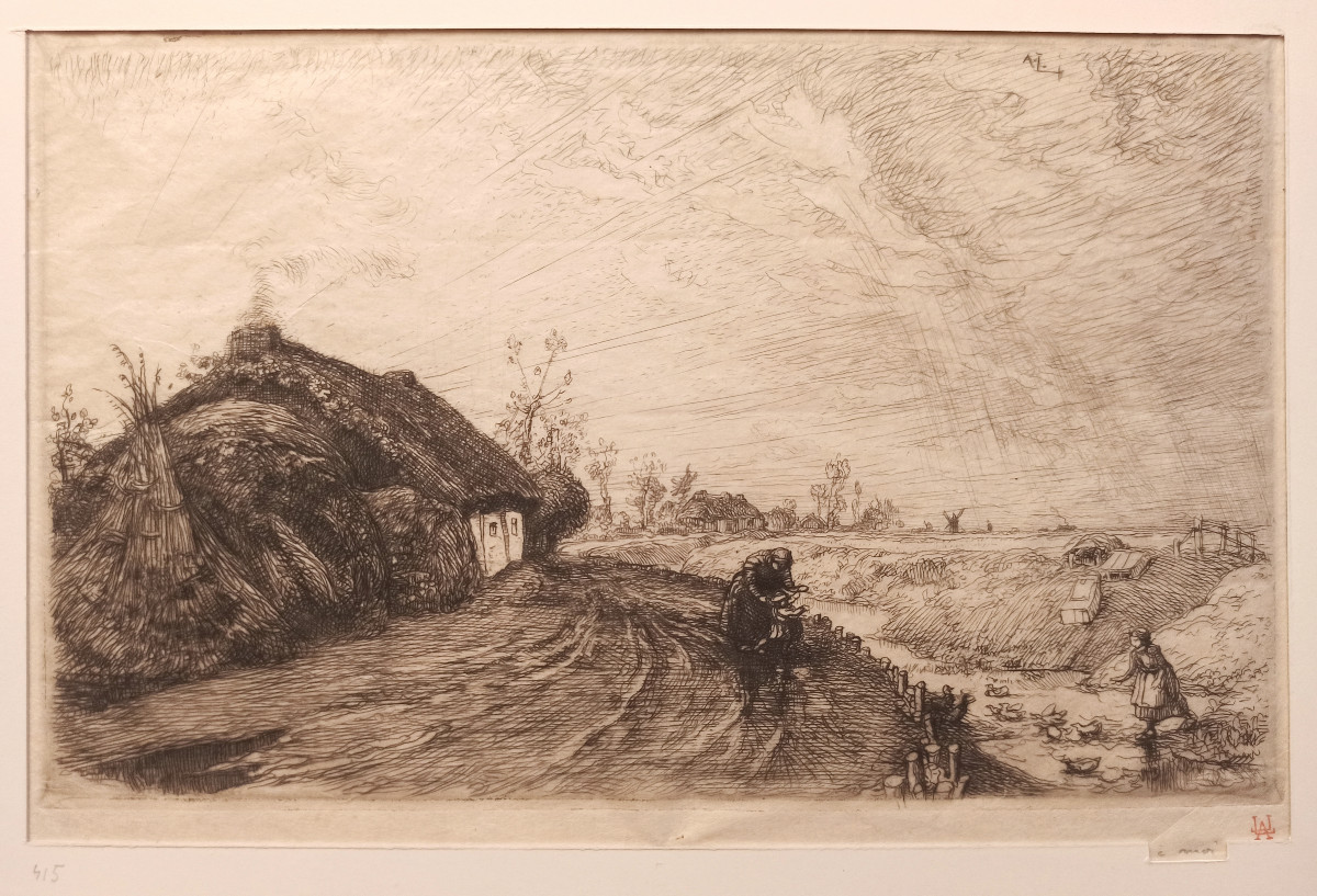 Auguste Lepère – Chemin au marais vendéen, eau-forte sur japon pelure, 1914