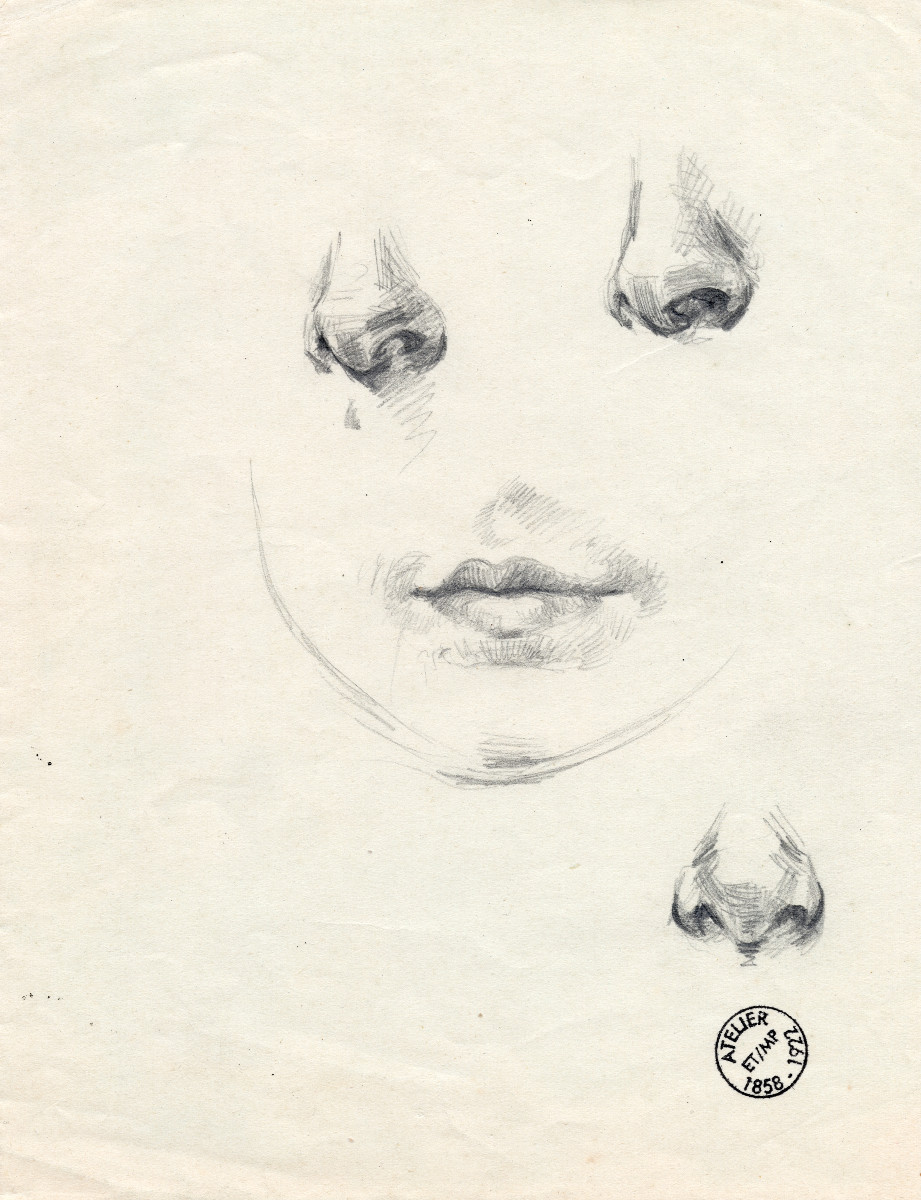 Étude préparatoire pour un portrait - école française début XXe (attr. à Marguerite Paing)