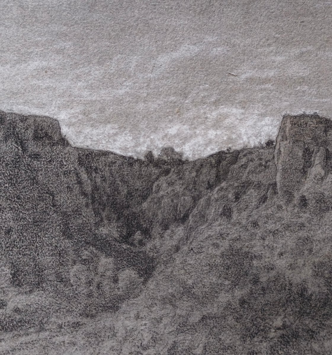 Charles Lapostolet – La Combe De Brochon (côte d'Or), 1856, Charcoal Landscape, Signed-photo-3