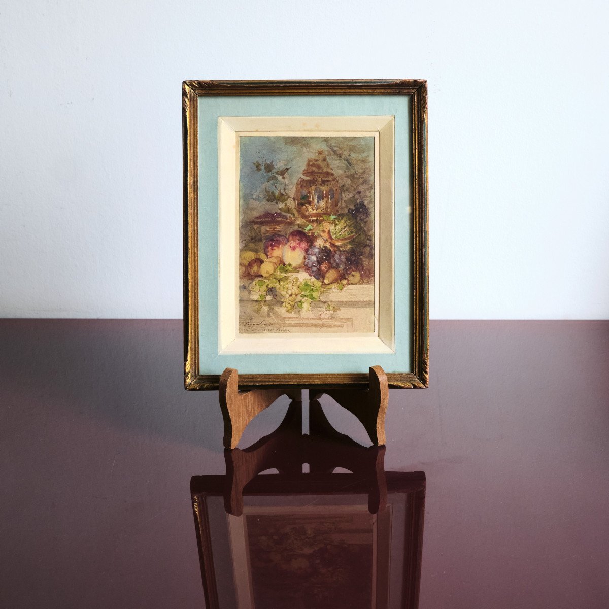 Marius Engalière (1824-1857, Marseille), Still Life With Summer Fruits, Watercolor, Signed-photo-4
