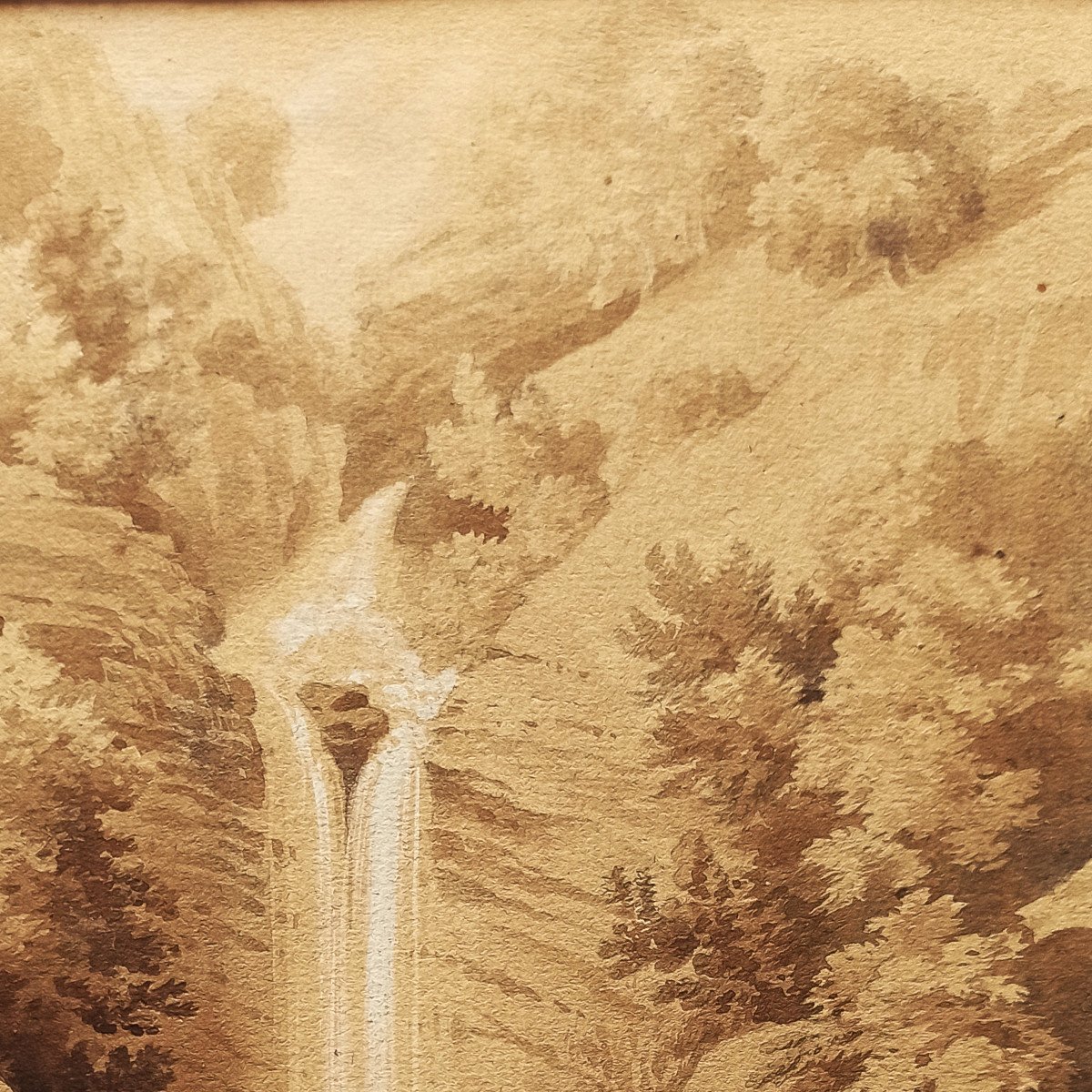 Dessin inédit de Lancelot-Théodore Turpin de Crissé (1782-1859), Paysage à la Cascade, 1823-photo-3