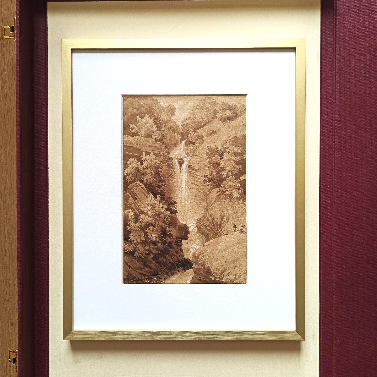 Dessin inédit de Lancelot-Théodore Turpin de Crissé (1782-1859), Paysage à la Cascade, 1823-photo-2