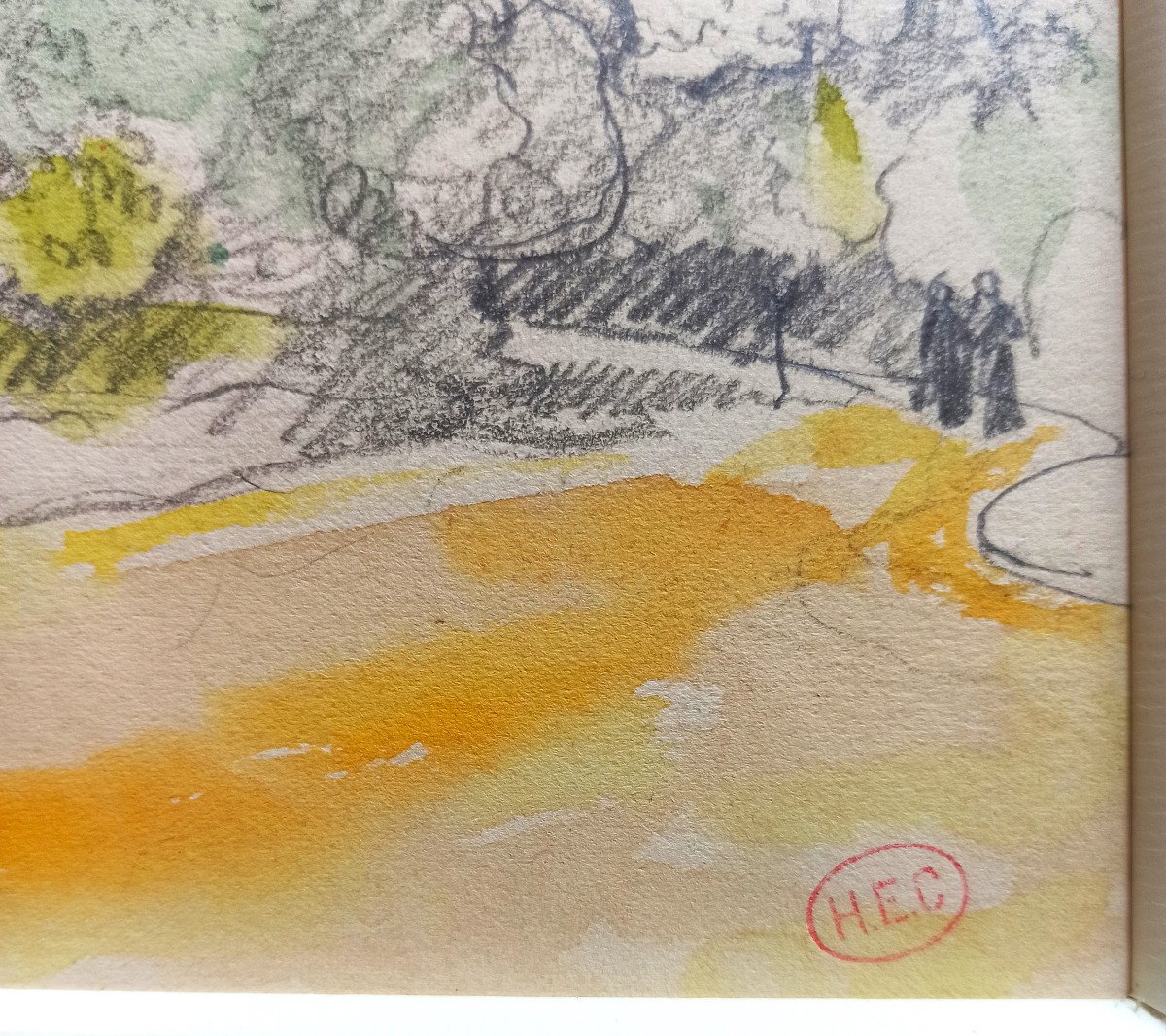 Henri Edmond Cross (1856-1910), Paris, A Walk In The Bois De Boulogne, C. 1906, Pencil And Watercolor-photo-3