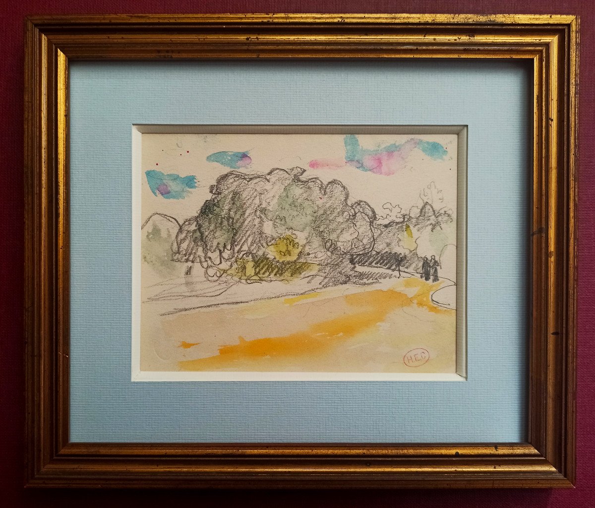 Henri Edmond Cross (1856-1910), Paris, A Walk In The Bois De Boulogne, C. 1906, Pencil And Watercolor