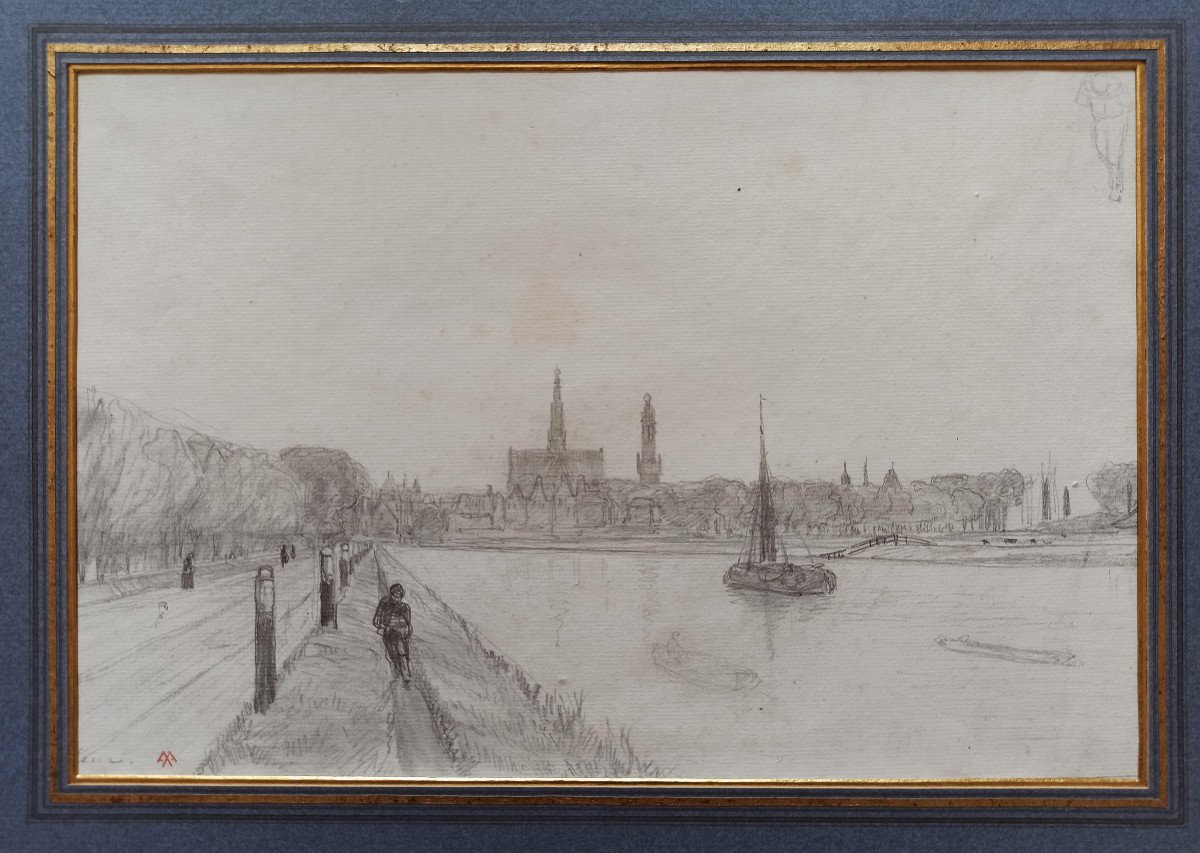 Auguste Anastasi (1820 - 1889), Vue de Haarlem, les bords de la Spaarne, c. 1855-1860-photo-2
