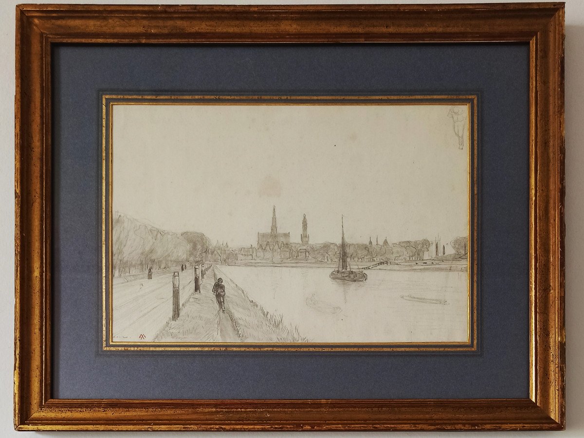 Auguste Anastasi (1820 - 1889), Vue de Haarlem, les bords de la Spaarne, c. 1855-1860
