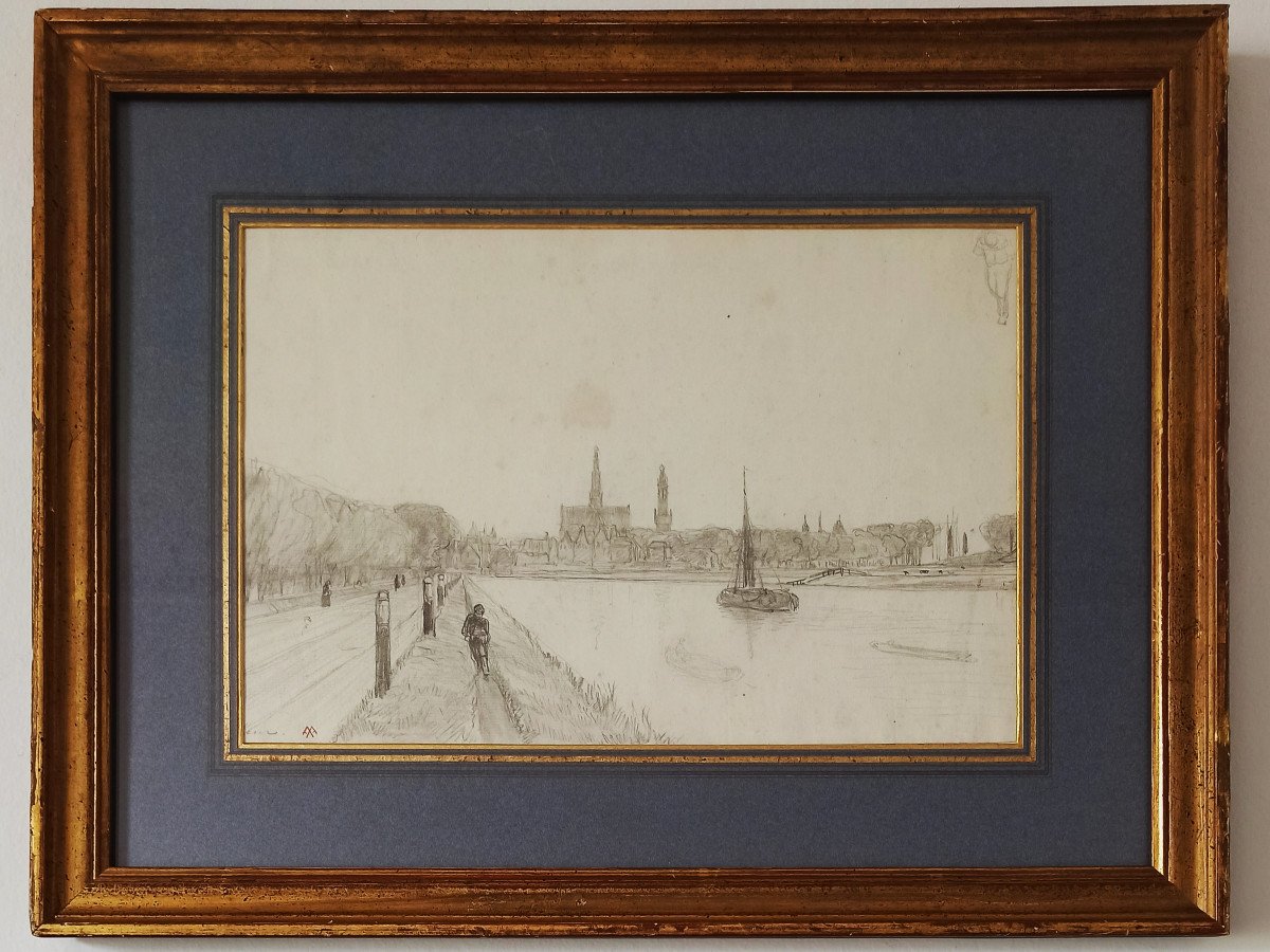 Auguste Anastasi (1820 - 1889), View Of Haarlem, The Banks Of The River Spaarne, C. 1855-1860