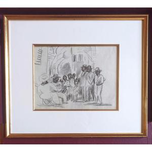 Hermine David – Musiciens de rue à Cuba, vers 1917-1918 - fusain (Pascin) 