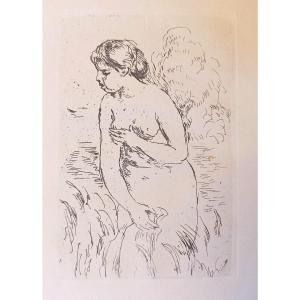 Renoir, Baigneuse debout, à mi-jambes, 1910, eau-forte originale, toutes marges