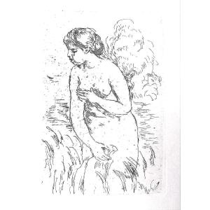 Renoir, Baigneuse debout, à mi-jambes, 1910, eau-forte originale, toutes marges