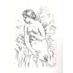Renoir, Baigneuse debout, à mi-jambes, 1910, eau-forte originale, toutes marges