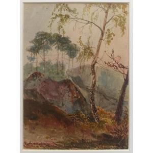 Camille Roqueplan (1803-1855, Marseille), Paysage romantique, aquarelle signée