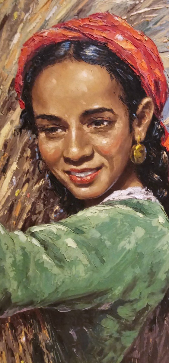 Joli Tableau Orientaliste Jeune Femme Marocaine Par Olivieri G 1961-photo-4
