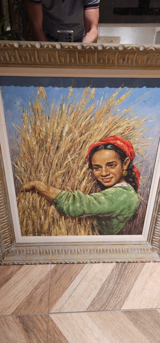 Pretty Orientalist Painting Young Moroccan Woman By Olivieri G 1961-photo-1
