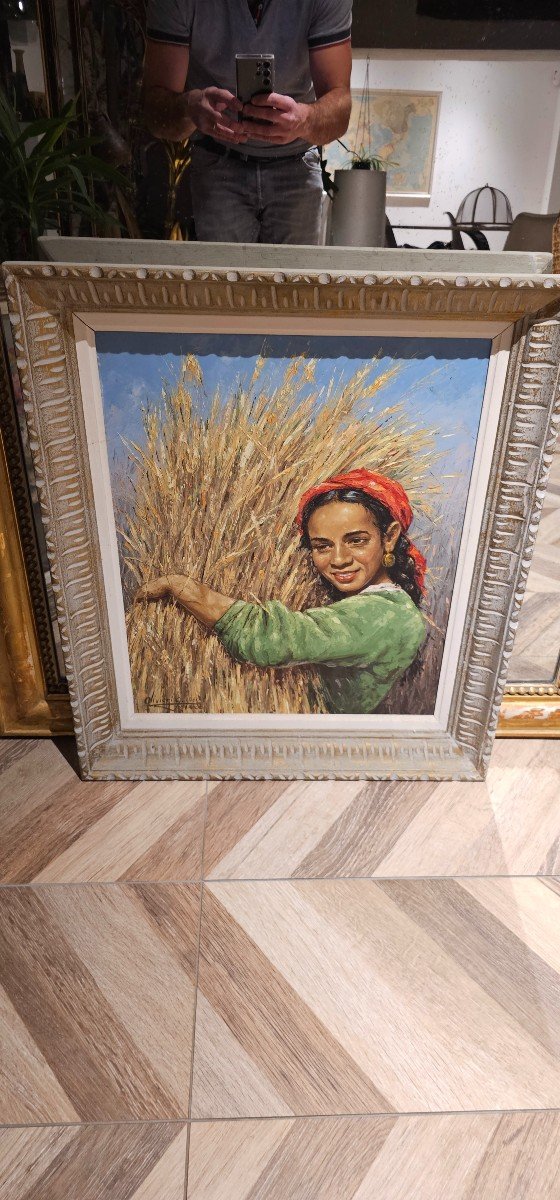 Pretty Orientalist Painting Young Moroccan Woman By Olivieri G 1961-photo-2