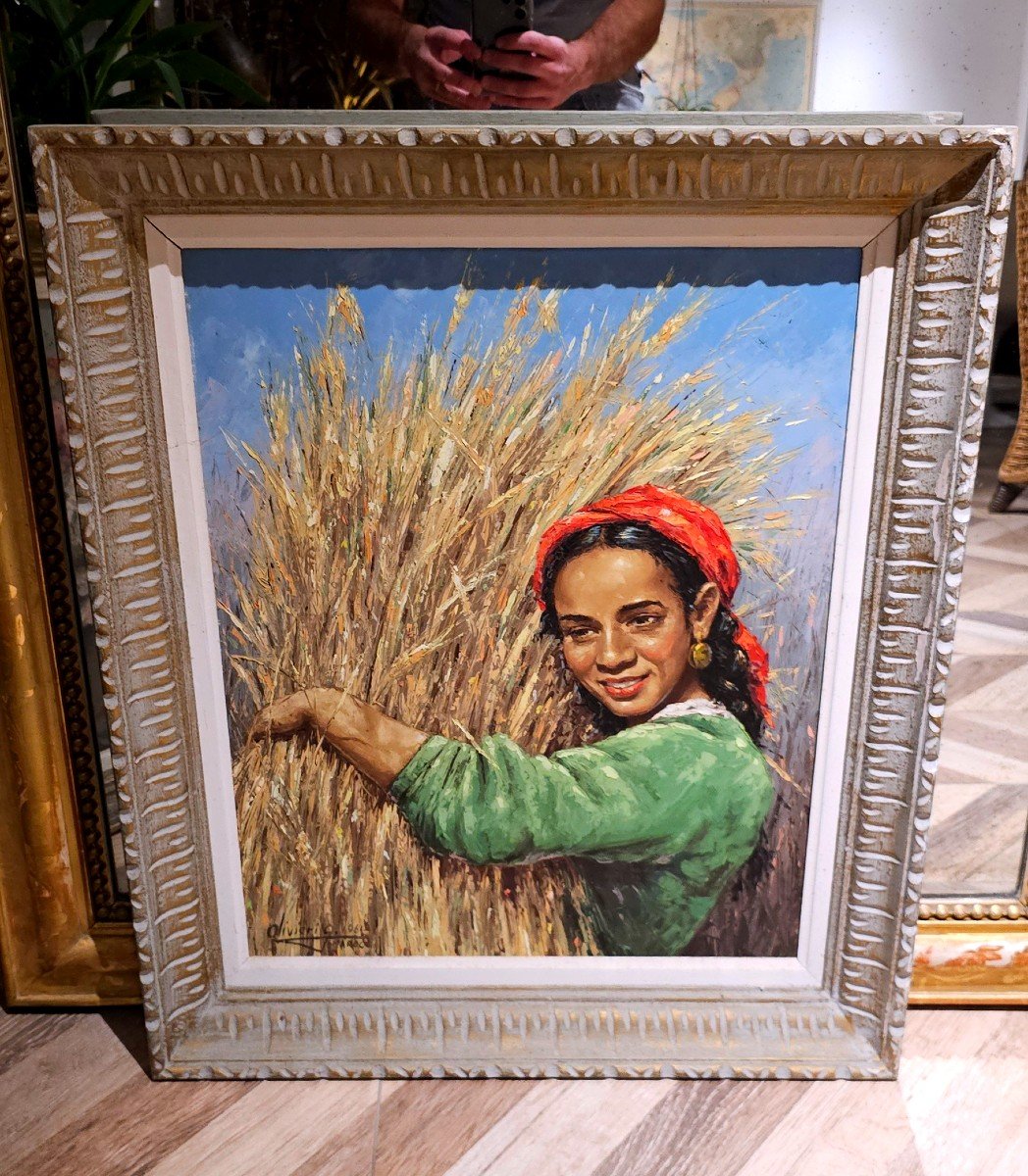 Pretty Orientalist Painting Young Moroccan Woman By Olivieri G 1961