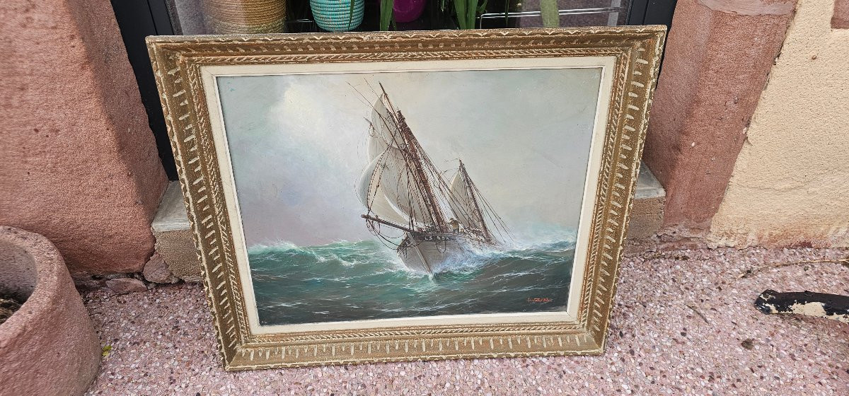 Joli Tableau Huile Sur Toile marine par leon zeytline -photo-2