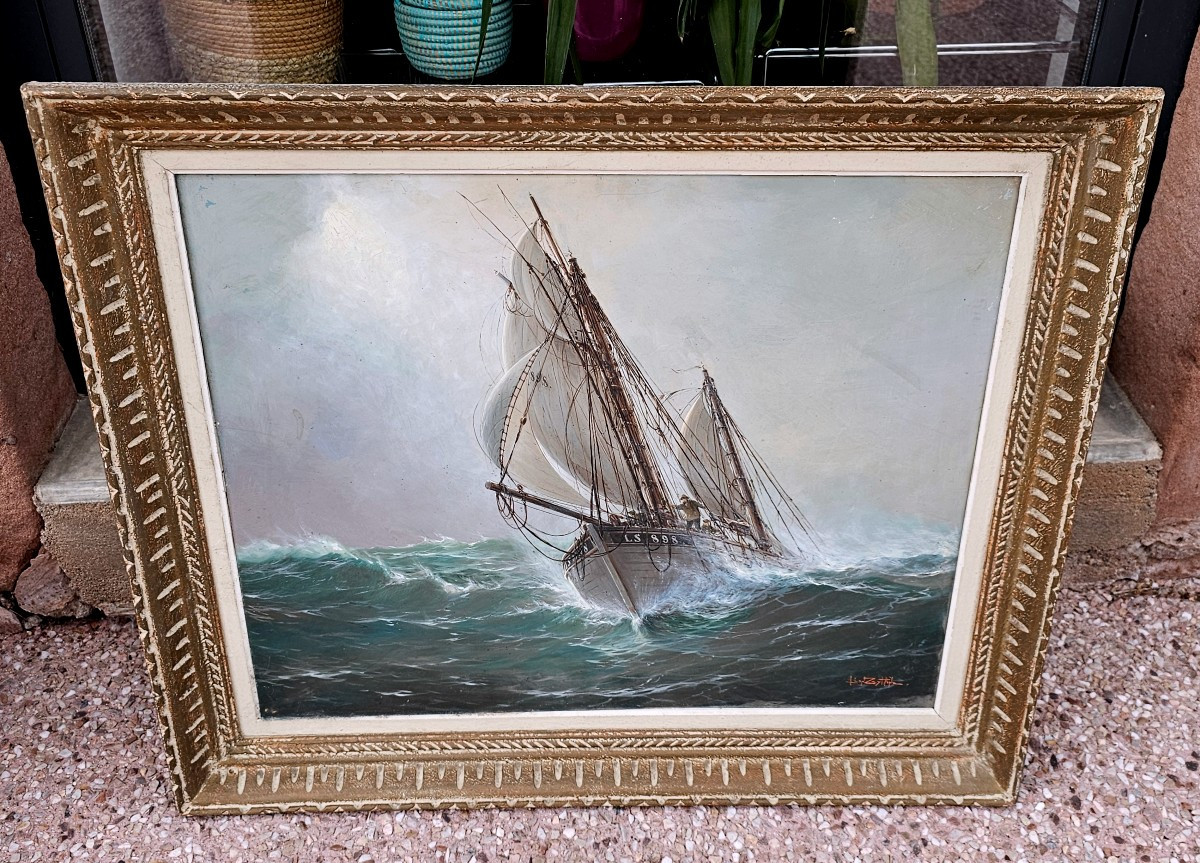 Joli Tableau Huile Sur Toile marine par leon zeytline 