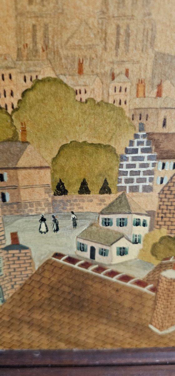 Tableau huile sur bois par Rodolphe Rousseau peintre naif la cathédrale de Laon-photo-4
