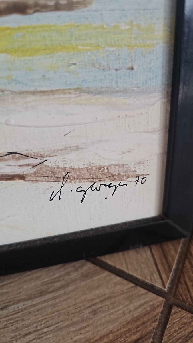 Oil On Canvas Painting By Claude Grorges 1970-photo-4