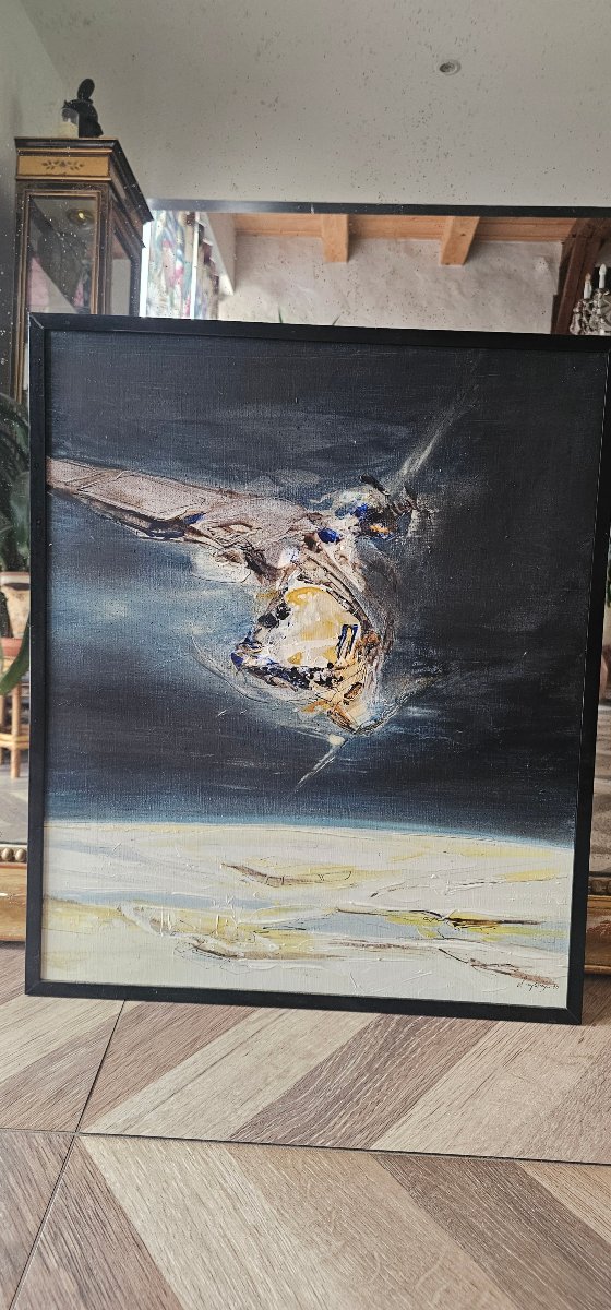 Oil On Canvas Painting By Claude Grorges 1970-photo-1
