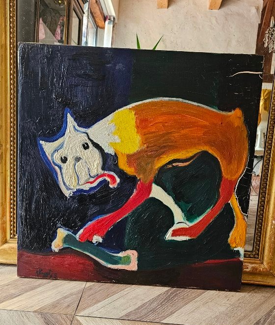 Oil On Canvas Painting By Marcel Pouget 1962 -photo-3